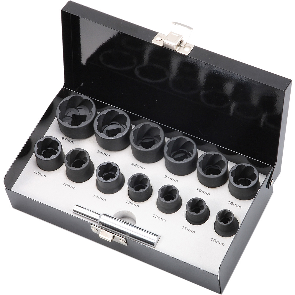 Set de dados (copas) de torsión con cuadro de 1/2” (14 piezas)