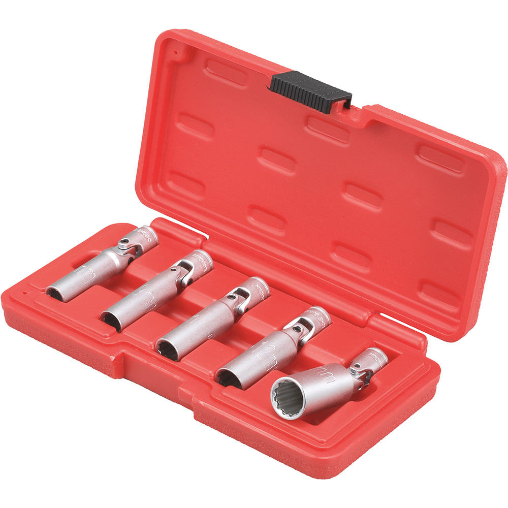 Juego de 5 dados (copas) con cuadro de 1/4” para instalar y remover pre-calentadores diesel (5 piezas)