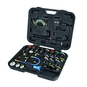 Kit para probar fugas en el sistema de enfriamiento y relleno de refrigerante al vacío (31 piezas)